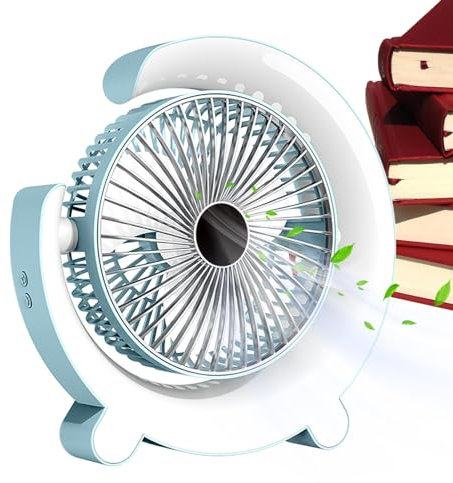 Jlobnyiun Desk Fan - Compact Table Fan, Personal Fan | Usb-Powered Desk Fan with Rgb Lighting, Quiet Portable Table Fans, Battery Operated Desk Fan, Rechargeable Fan for Home and Office, 8x2x9 In