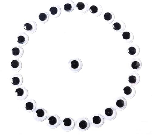 500 Stück Selbstklebende Wackelaugen klein 12mm Kulleraugen Selbstklebend Kunststoff Augen zum Basteln Puppe Augen Schwarze Wackelaugen Bastelaugen Wiggle Googly eyes für DIY Kunsthandwerk Dekoration