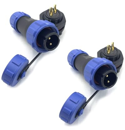 2 Pezzi SP13 2 poli Aeronautica Connettore, IP68 Impermeabile 2 pin Connettore di Saldatura Maschio Spina e Femmina Presa Connettore Rotondo montaggio sul dado posteriore per Lampade Esterne 250V 13A