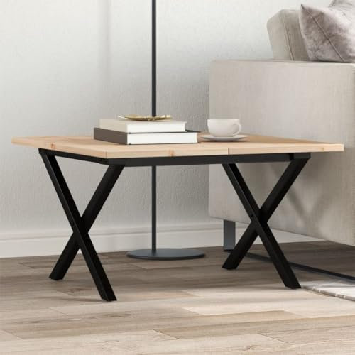 Homgoday Couchtisch X-Gestell Tischbeine Tischgestell Tischfusse Möbelfüße Tischkufen Tischgestell für Moderne Couchtisch, kafftisch, Wohnzimmer 60x60x40cm Massivholz Kiefer und Gusseisen