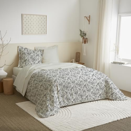 UNIVERSDECOR Parure de draps 4 pièces pour lit 2 Places 140 x 190 cm. (Parure de draps 4 pièces lit 140 x 190 cm, Berengere Nuage)