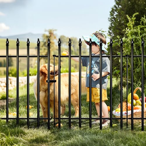 Thealyn Metal Garden Fence 36 H x 28 W, 5 Panels (4 Panels + 1 Gate), Total 11.6 feet, Metal Border Folding Fence, Landscape Fencing Dog Fence Pet Fence for Flower Bed, Yard, Animal Barrier
