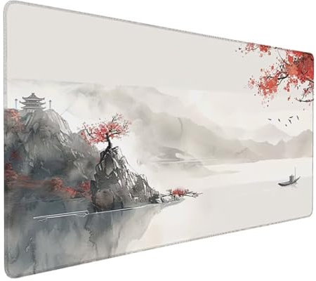 Grau Mousepad XXL 600 x 400 x 3 mm, Groß Gaming Mauspad Boot Muster, Schreibtischunterlage rutschfeste Gummibasis, Wasserfest Mouse Pad Vernähte Kanten Design, Büro Deko, Geschenke für Frauen Z-790