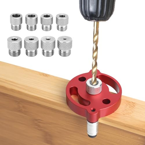 Bohrhilfe Senkrecht Bohren, Holzdübel Bohrschablone mit 3/4/5/6/7/8/9/10 mm Bohrbuchsen, Bohrschablone Möbelbau für Die Holzbearbeitung Exakte Dübellöchre