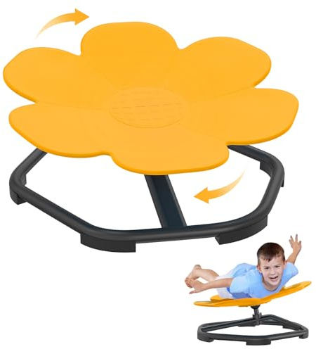 UISEBRT Carrousel - Chaise pivotante pour enfant - Autisme - Carrousel sensoriel - Jouet d'entraînement - Coordination physique et équilibre - Tabouret rotatif (jaune)