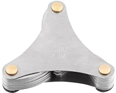 Baxnore Calibro per filettatura, Calibro per misurazione filettatura in acciaio inossidabile, Calibro per passo vite, Strumento per misurazione passo filettatura (Prodotto puramente americano (51pz))