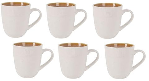 Set mit 6 Espressotassen | Keramiktassen mit mattem Emaille in Creme | Espresso-Set, geschnitten, Cappuccino, Cafe Latte, Mokka - Haus oder Gastronomie (Latte - 350 ml)