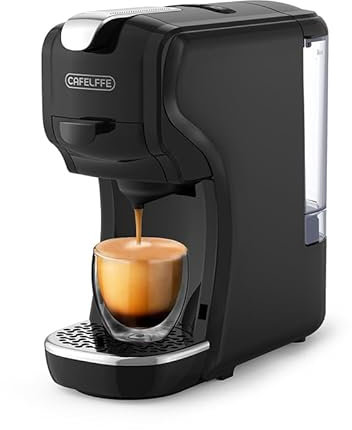 CAFELFFE MK-611 3-in-1-Kaffeemaschine, 19 Bar Heiß- und Kaltbrühautomat für NES/DG/gemahlenen Kaffee, Höhe für große Tassen (Schwarz)