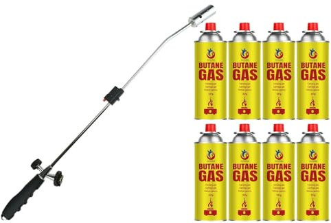 Easy Shopping® Weed Wand Garden Weed Burner With 8 Gas Canisters Butane Gas 227g each, Blowtorch Garden Torch Weeds Killer Burner