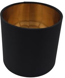 Lampenschirm Schwarz Gold Ø12cm Stofflampenschirm Retro Vintage Ersatzschirm aus Leinen rund Leuchtenschirm Textilschirm Leinenschirm Pendelleuchte E14 Fassung Modern & Elegant