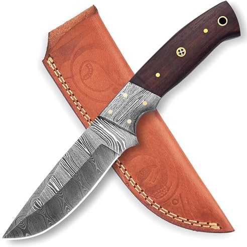 Damast Messer, sehr schönes Hand geschmiedetes Damast Jagd Messer MAQ5203