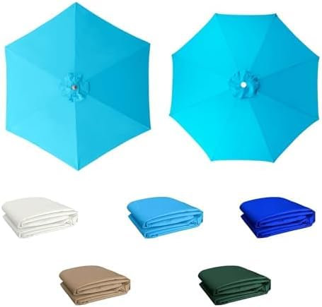 YZTTCD Tela Para Sombrilla de Fundas de Repuesto Para Sombrilla,2-3,5 M, Con Borde de Repuesto, Resistente A La Decoloración, Playa Y Piscina, Color Azul Lago, 8 Varillas: 3,5 M/11,5 Pies