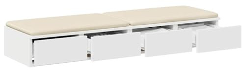 vidaXL Sänglådor med låda Vit 120 x 36,5 x 16,5 cm Konstruerat trä, Minimalistisk sovrumsinredning, stiligt förvaringsutrymme, hållbar träbox, platsbesparande design