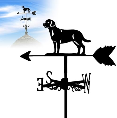 Wetterhahn Hund Windfahne Windspiel Rostfreier Stahl Adler Weathervane Retro Wetterfahne Mini Deko-Wetterfahne fur Wind Direction Indicator und Dach Garten Deko Schwarz (Hund)