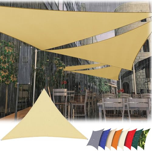 WGQR Toldo Vela de Sombra Impermeable 2x2x3m,Triangular Toldos Parasol con Protección Solar de Bloqueo UV 95%,Lona de Sombra de Sol para Patio,Jardín, Pergola, Terraza