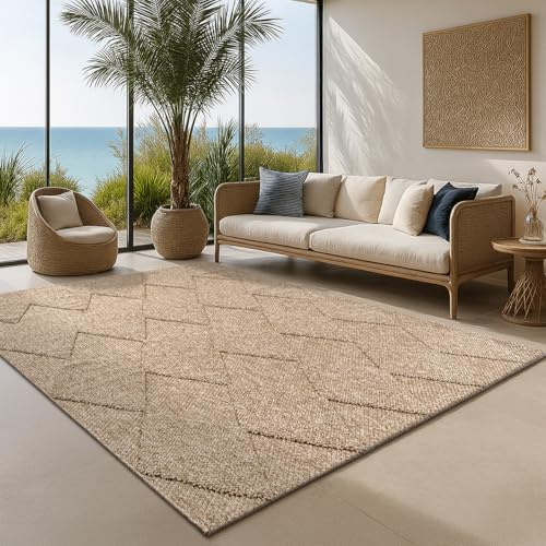 the carpet Cairo – Outdoor rug, weather‑resistant, natural jute look with loop design, durable, easy‑care, for balcony, terrace & garden, 120 x 160 cm