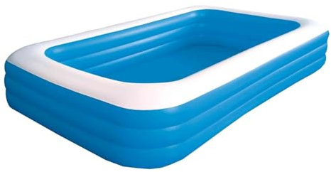 Sicignano | Piscina hinchable rectangular para niños +3 años – PVC resistente, válvula desagüe rápido, kit de reparación incluido (azul, 305 x 183 x 56 cm)