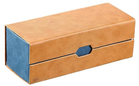 ReignSword 2 in 1 Contact Lens Case and Glasses Case, Double Sided Portable Contact Lenses Travel Cases, Sunglasses Holder for Men & Women, Contacts Lens Box Fit 30 Lenses (Brown)