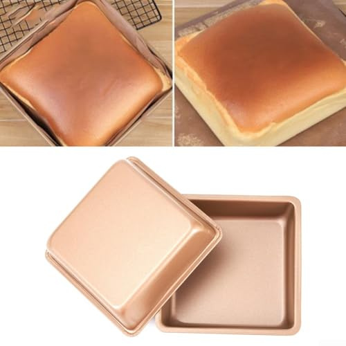 Lot de 2 moules à gâteau carrés antiadhésifs de 10 cm en acier au carbone pour la cuisson et la cuisine (10 x 10 x 3 cm)