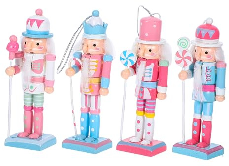 Cabilock 4pièces Figurines Casse-Noisette Bois pour Noël Soldats Décoratifs Ornements De Fête Centres De Table Soldats De Noël