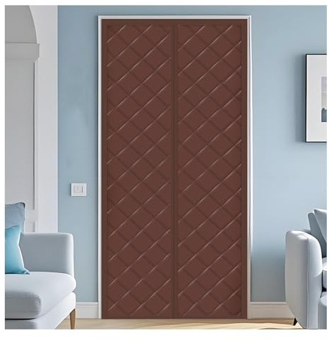 Rideau de Porte Magnétique Protection Thermique, Rideau Magnétique Isolant Thermique pour Portes, coupe-vent et économe en énergie, protection contre le froid, Isolation phonique(Coffee,85x210cm)