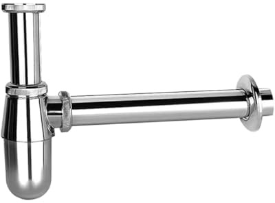 Sifón de latón for lavabo baño, altura ajustable, kit tubo drenaje con sifón en P for Para Lavabo De Baño y Lavabo(P-TRAP)