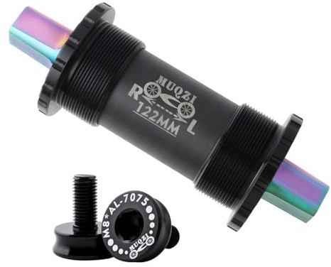 Zpengtai Movimento Centrale Perno Quadro Bici in Lega di Titanio Staffe Fondo in Ceramica Quadrato Quadrato Assale 103/107/110/113 / 119mm MTB. Albero da Bicicletta Pieghevole Stradale(122MM Black)
