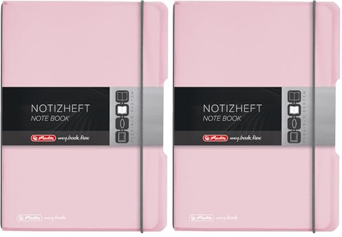 Herlitz 11408622 Notizheft (A5, LIN, 80 g/qm) 40 Blatt rose (Packung mit 2)