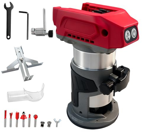 Défonceuse sans fil 800W pour batterie Milwaukee M18 18V, base en aluminium, défonceuse sans balais à 30000 tr/min avec 5 vitesses variables, défonceuse à main pour travail du bois, rainurage