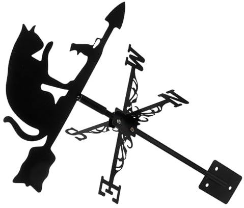 jojofuny Stainless Steel Cat and Mouse Garden Weathervane Metal Wind Vane Decorative Outdoor Yard Weather Indicator for Patio and Shed