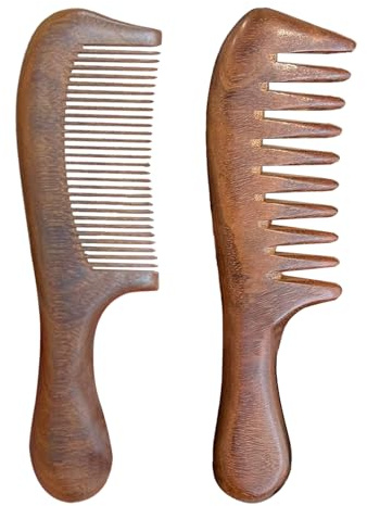 Peine de sándalo, cepillo de madera natural de 22 cm, peine de madera | multifuncional para desenredar, herramienta de aseo artesanal tradicional, accesorio de cuidado del cabello de madera aromáti