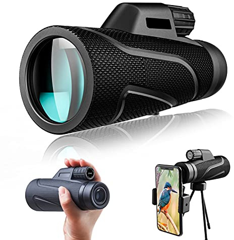 Bailonda 12x42 Zoom Fernrohr monokular, Mono fernglas Erwachsene, mit Smartphone Halter Stativ,für Wildtiere Vogelbeobachtung Wandern Jagd Camping,Ideal für Naturbeobachter (Hell)