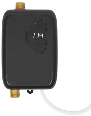 Calentador de agua electrónico sin depósito, 3800 W, 220 V, mini calentador de agua con indicador de temperatura, Plug and Play, calentador de agua eléctrico sin depósito (negro)