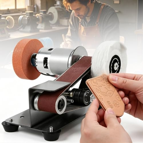 Lucidatrice da banco, Levigatrice a Nastro Elettrica 7 Velocità Regolabili | Lucidatrice da Banco ad Angolo Regolabile, Regolabile 4000-9000 Rpm