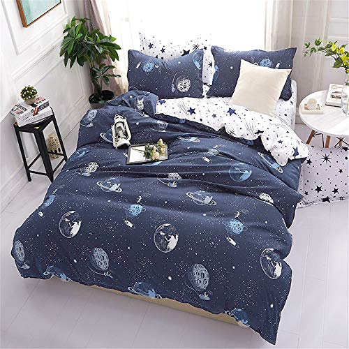 JQWUPUP Duvet Cover Set with Zipper Closure, Galaxy Planet Bedding Quilt Cover Set for Teen Kids Boys Girls Adult, Durable Microfiber (Double, Universe)
