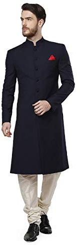 Royal Kurta herr polyviskos bandhgala knäböj Sherwani, Marinblått Xsp, 54