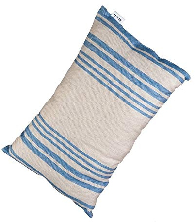FinTec gestreiftes Saunakissen Streifen blau I 400 x 260 mm | 70% Leinen, 30% Baumwolle & 100% Polyester-Hohlfaser I Waschbar I Atmungsaktiv I Hygienisch