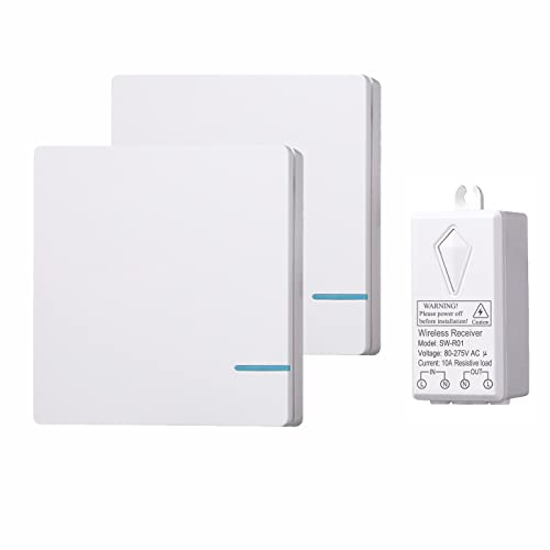 Mengshen Wireless Light Switch and Receiver Kit - No Wiring Required, Up to 100ft Range and IP54 Waterproof, Ideal for Wall Ceiling Lamp LED Bulb Lights Fixture