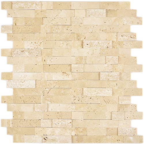 Tappetino autoadesivo per mosaico, composito in pietra naturale Travertine, beige, per parete cucina, piastrelle, specchio, rivestimento da parete