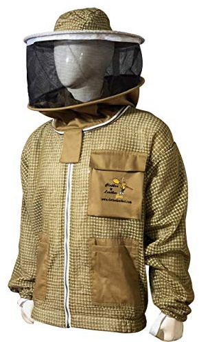 Clothes N Leather Gear Beekeeping Three Layer Mesh Ultra Fully Protection Beekeepers Jacket with Round Veil (4XL)