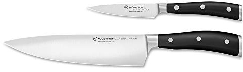 Wüsthof Classic Ikon 2-Piece Chef's Knife Set, Black