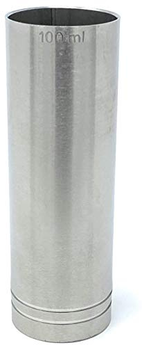 MAK Vaso medidor para cócteles, 100 ml, acero inoxidable, dosificador de alcohol de 10 cl, certificado bar