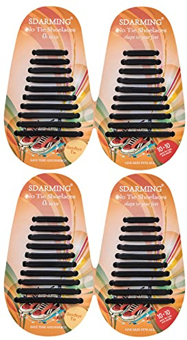 SDARMING No Tie Shoe Laces for Kids and Adults, Elastic Silicone Tieless Running Shoe Laces (Black)
