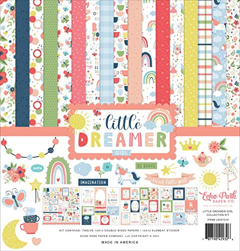 Echo Park Paper Company Little Dreamer Girl Collection Kit Paper 12-x-12-Inch