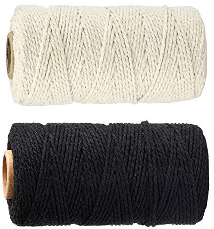 RENSHENKTO corda corda di cotone spago x 3 piedi perfetto per la decorazione domestica nero beige 2pcs