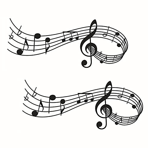Music Wall Sticker Wandtattoo Schwarz Musik Musiknoten Wandtattoo Diy Decorative Wall Sticker For Living Room,Bedroom,Living Room Children'S Room Tv Background Hallway Music Classroom(2 Pc)
