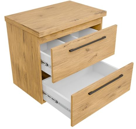 paplinskimoebel - Waschbeckenunterschrank mit Aufsatz 60 cm Breit Girona, Badezimmerschrank mit Arbeitsplatte, Unterschrank für Aufsatzwaschbecken, Waschtischunterschrank Holz - Lancelot Eiche