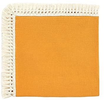 SONARIN Coperta per Neonati con Nappe,100x120cm Copertina per Bambini Bambine Morbida e Confortevole Copertine Avvolgenti per Bambino Trapunta con Frange per Carrozzina Culla(Giallo)
