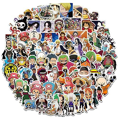 Canverlens One Piece Anime Stickers Pack 100 PCS | Multicolor, Cartoon Style, Vinyl Material, Waterproof, Stickers for Car, Laptop, Water Bottles, Bikes, Bicycles, Travel Case, Motorcycle, Snowboard