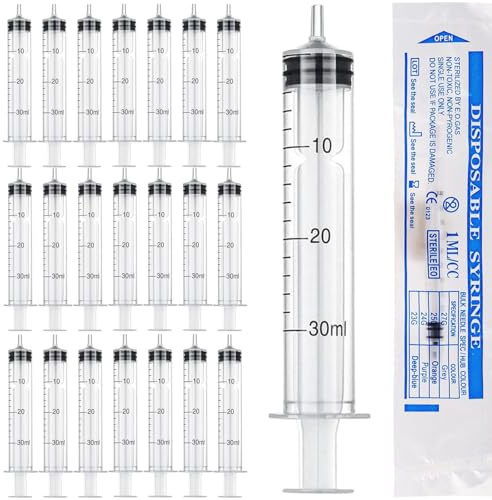 25 stycken sprutor 30 ml råmjölktsspruta med lock steril individuellt förpackad | 30 ml spruta Colostrum sprutor för vetenskapliga laboratorier refilling mäta olja lim applikator av vätskor ledare